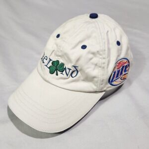 Miller Lite Baseball Cap Mens OSFM Cream Excellent Irish Pride Shamrock Hat
